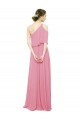 Skin Pink Soft Chiffon One Shoulder Long Sleeveless Bridal Party Dress Southampton