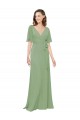 Soft Chiffon V-Neck Long Short Flutter Sleeves Bridesmaid Dress Southampton