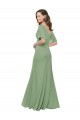 Soft Chiffon V-Neck Long Short Flutter Sleeves Bridesmaid Dress Southampton