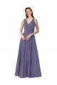 Silver Stone Soft Chiffon V-Neck Long Sleeveless Bridesmaid Dress Southampton