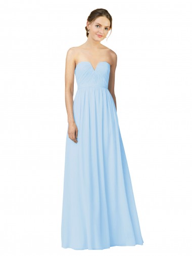 Light Sky Blue Soft Chiffon Sweetheart Long Sleeveless Formal Dress / Bridesmaid Dress Southampton