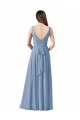 Dusty Blue Chiffon V-Neck Long Sleeveless Wedding Party Dress Southampton