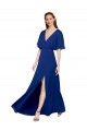 Open Back Chiffon V-Neck Long Flutter Sleeves Bridesmaid Dress / Evening Gowns Southampton