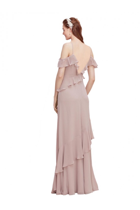 Chiffon Off the Shoulder Long Sleeveless Formal Dresses / Bridesmaid Dresses Southampton