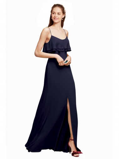 V-Back Chiffon Spaghetti Straps Long Floor Length Sleeveless Bridesmaid Dress Southampton