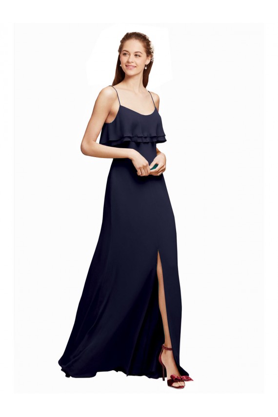 V-Back Chiffon Spaghetti Straps Long Floor Length Sleeveless Bridesmaid Dress Southampton