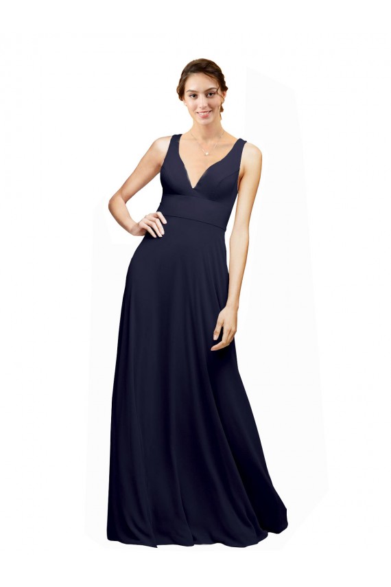 Open Back Chiffon V-Neck Long Sleeveless Wedding Guest Dress Southampton