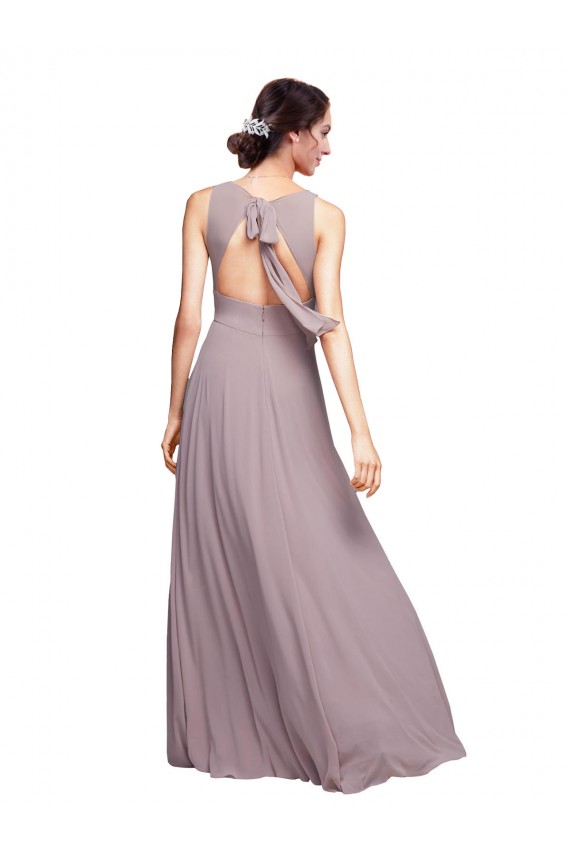 Open Back Chiffon V-Neck Long Sleeveless Wedding Guest Dress Southampton