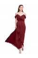 Burgundy Soft Chiffon Off the Shoulder Long Sleeveless Formal Dress / Bridesmaid Dress Southampton