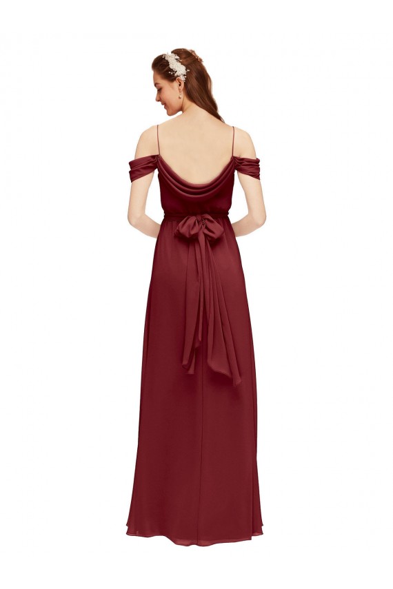 Burgundy Soft Chiffon Off the Shoulder Long Sleeveless Formal Dress / Bridesmaid Dress Southampton