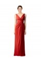 V-Back Red Soft Chiffon V-Neck Long Sleeveless Bridesmaid Dress Southampton