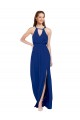 Royal Blue Soft Chiffon High Neck Long Sleeveless Bridesmaid Dress Southampton