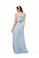 Royal Blue Soft Chiffon High Neck Long Sleeveless Bridesmaid Dress Southampton