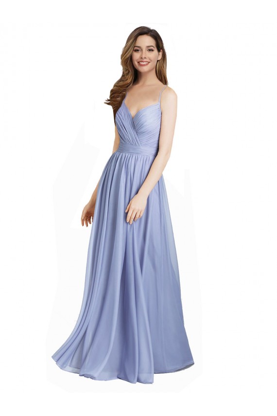 Open Back Chiffon & Lace Sweetheart Long Sleeveless Bridesmaid Dress / Evening Dress Southampton