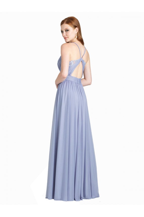 Open Back Chiffon & Lace Sweetheart Long Sleeveless Bridesmaid Dress / Evening Dress Southampton