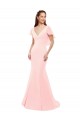 V-Back Pink Soft Chiffon V-Neck Long Flutter Sleeves Bridesmaid Dress Southampton