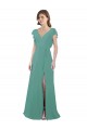 V-Back Icelandic Silver Soft Chiffon V-Neck Long Cap Sleeves Formal Dress / Bridesmaid Dress Southampton