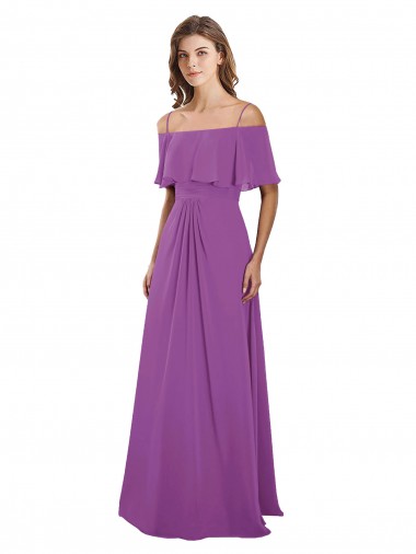 Dahlia Soft Chiffon Off the Shoulder Long Flutter Sleeves Bridesmaid Dress Southampton