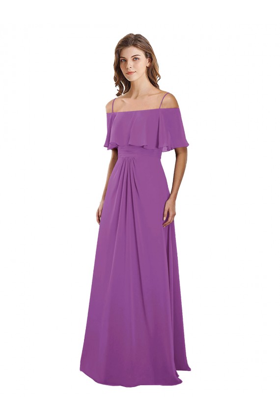 Dahlia Soft Chiffon Off the Shoulder Long Flutter Sleeves Bridesmaid Dress Southampton