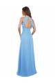 Keyhole Back Periwinkle Chiffon Halter Neck Long Sleeveless Bridesmaid Dress / Evening Dress Southampton