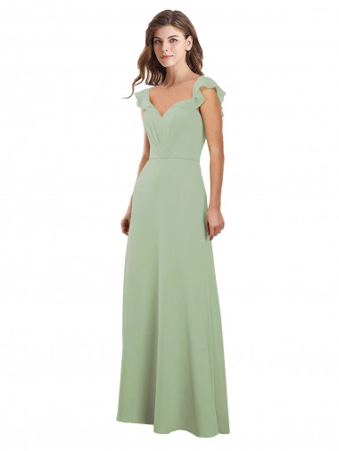 Low Back Soft Chiffon Sweetheart Long Cap Sleeves Bridesmaid Dress / Formal Dress Southampton