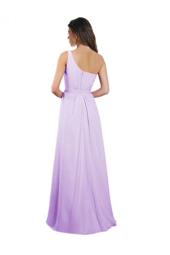 Lilac Chiffon One Shoulder Long Sleeveless Bridesmaid Dress / Evening Dress Southampton