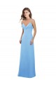 Keyhole Back Periwinkle Soft Chiffon Spaghetti Straps Long Sleeveless Bridesmaid Dress Southampton