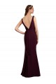 V-Back Burgundy Gold Soft Chiffon V-Neck Long Sleeveless Bridesmaid Dress Southampton