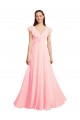 V-Back Chiffon V-Neck Long Cap Sleeves Bridesmaid Dress / Evening Gowns Southampton