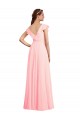 V-Back Chiffon V-Neck Long Cap Sleeves Bridesmaid Dress / Evening Gowns Southampton