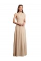 Low Back Champagne Soft Chiffon Halter Neck Long Sleeveless Bridesmaid Dress Southampton
