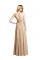 Open Back Champagne Soft Chiffon Spaghetti Straps Long Sleeveless Bridesmaid Dress Southampton