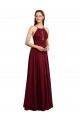 Open Back Burgundy Chiffon Spaghetti Straps Long Sleeveless Bridesmaid Dress / Evening Dress Southampton