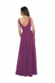 V-Back Wild Berry Soft Chiffon V-Neck Long Sleeveless Bridesmaid Dress Southampton