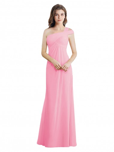 Chiffon One Shoulder Long Sleeveless Bridesmaid Dress Southampton