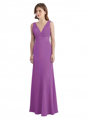 Low Back Dahlia Soft Chiffon V-Neck Long Sleeveless Bridesmaid Dress Southampton