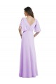 V-Back Soft Chiffon V-Neck Long Split Sleeves Bridesmaid Dress Southampton