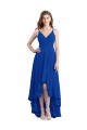 Open Back Royal Blue Soft Chiffon Spaghetti Straps Long Sleeveless High Low Bridesmaid Dress Southampton