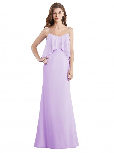 Low Back Chiffon Spaghetti Straps Long Sleeveless Bridesmaid Dress / Evening Dress Southampton