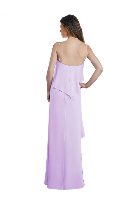 Low Back Chiffon Spaghetti Straps Long Sleeveless Bridesmaid Dress / Evening Dress Southampton