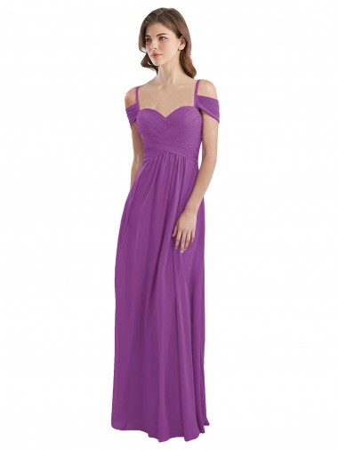 Soft Chiffon Sweetheart Long Cold Shoulder Bridesmaid Dress Southampton