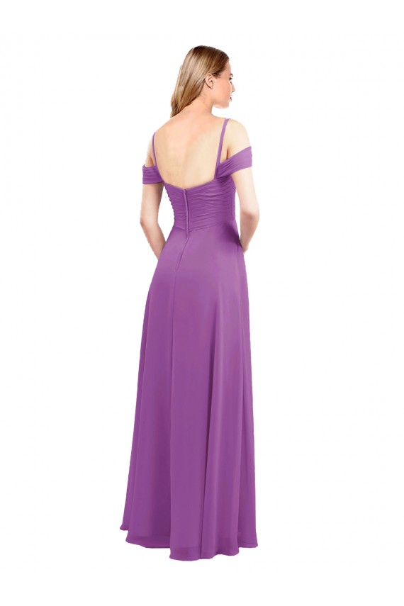 Soft Chiffon Sweetheart Long Cold Shoulder Bridesmaid Dress Southampton