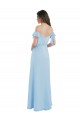 Low Back Light Sky Blue Soft Chiffon Spaghetti Straps Long Cold Shoulder Bridesmaid Dress Southampton