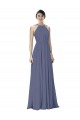 Open Back Silver Stone Soft Chiffon Halter Neck Long Sleeveless Formal Dress / Bridesmaid Dress Southampton