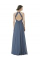 Open Back Silver Stone Soft Chiffon Halter Neck Long Sleeveless Formal Dress / Bridesmaid Dress Southampton