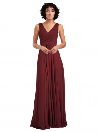 V-Back A-Line Soft Chiffon V-Neck Long Sleeveless Bridesmaid Dress Southampton