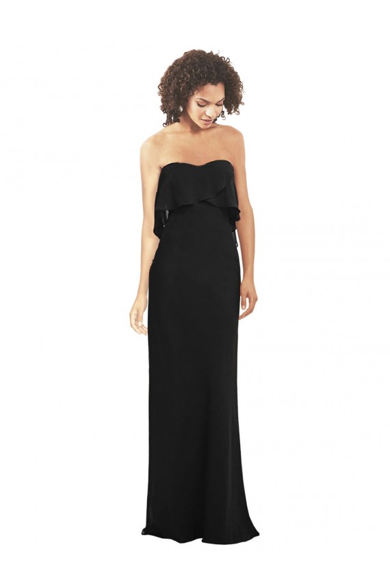 Black Soft Chiffon Sweetheart Long Sleeveless Bridesmaid Dress Southampton
