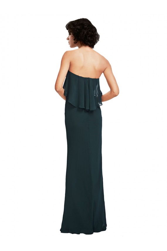 Black Soft Chiffon Sweetheart Long Sleeveless Bridesmaid Dress Southampton