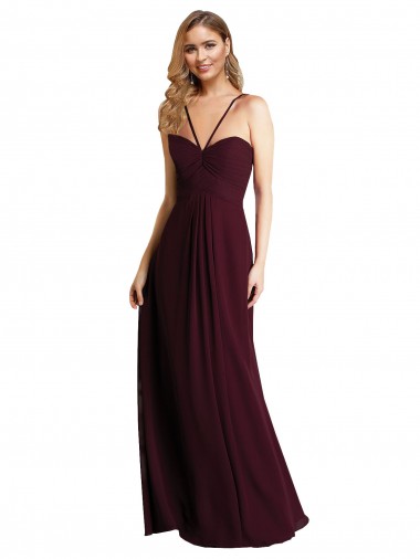 Keyhole Back Chiffon Spaghetti Straps Long Sleeveless Wedding Party Dress Southampton