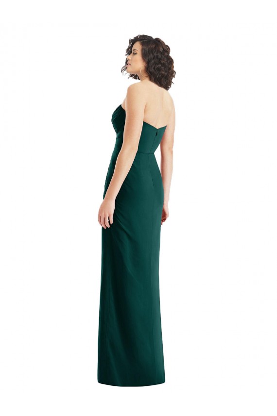 Low Back Ever Green Soft Chiffon Sweetheart Long Sleeveless Bridesmaid Dress Southampton